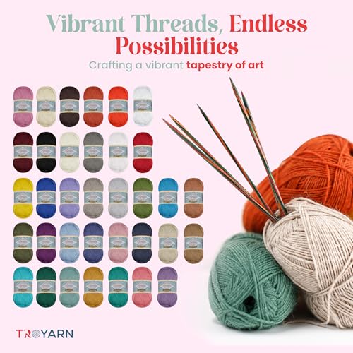 TROYARN Summer (4- Skeins Pack) Silk Effect Hand Knitting Yarn Crochet Art Lace Craft 100% Microfiber Acrylic 4x100 gr (4x383 yds) (105619 - Alstromeria) - color: 105619 - Alstromeria, size: 4 Skein