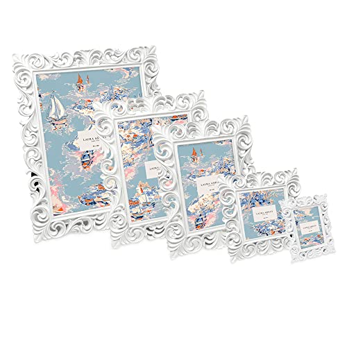 Laura Ashley 4x4 White Vintage Inspired Resin Scroll Design Picture Frame - color: White, size: 4x4