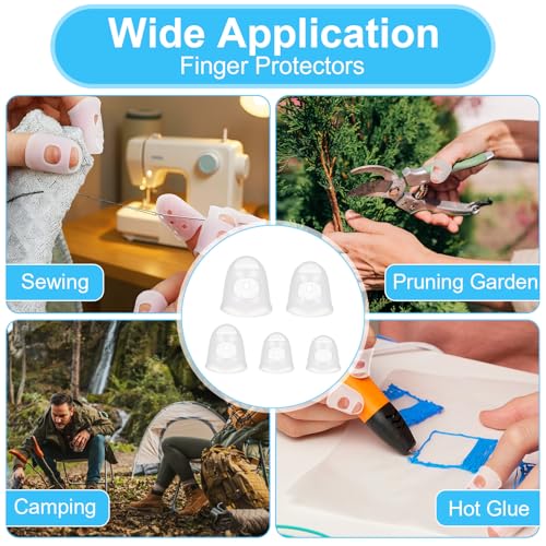 Piriuuo 50 Pcs Guitar Finger Covers, Silicone Finger Tip Protectors Anti-Slip & Breathable Silicone Guitar Fingers Guards for Guitars Playing, Ukulele Bass, and Sewing (5 Sizes, White)