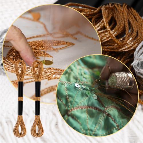 Gosknor 6 Skeins Embroidery Threads, Metallic Embroidery Floss - color: Bronze
