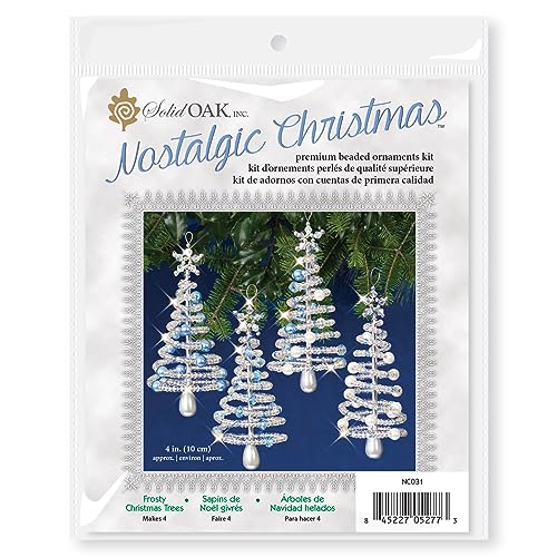 Solid Oak Nostalgic Christmas Beaded Cyrstal Ornament Kit - Frosty Crhistmas Trees Makes 4 - size: Medium