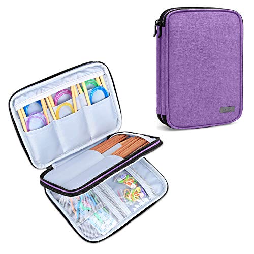LUXJA 8 Inches Knitting Needles Storage Case, Purple