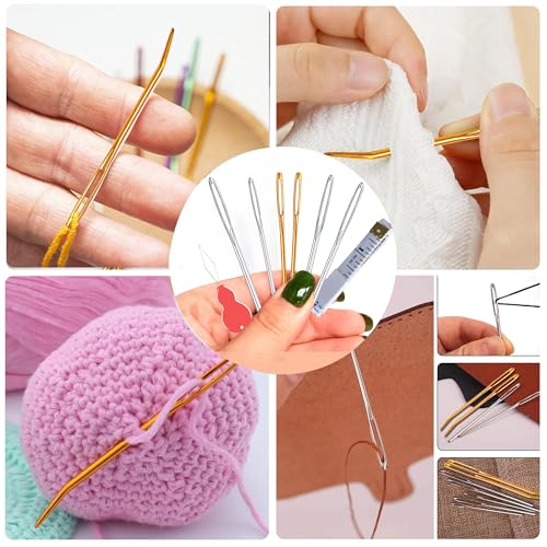 Bubcool Large Eye Blunt Yarn Needles kit, Darning Needles for Yarm & Bent Tapestry Needles, Metal Yarn Needles,Darning Needles for Crocheting,Darning Yarn,Crafting Needle, Carpet Canvas Repair - color: 12 PCS