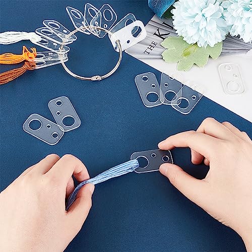 OLYCRAFT 50Pcs Clear Acrylic Bobbins with Hinged Ring Rectangle Acrylic Bobbins Cross Stitch Tread Bobbins Sewing Thread Winding Thread Bobbins Organizers for Sewing Storage DIY Crafts - color: Rectangle