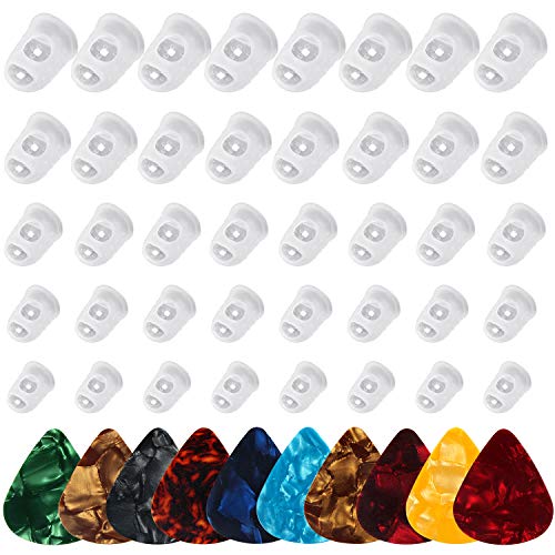 AUGSUN Guitar Fingertip Protectors, 40 Pcs Silicone Guitar Finger Guards - color: Transparent