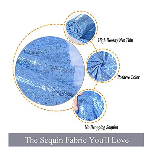 ShiDianYi 30 Feet Sequin Fabric By The Yard 10 Yards Glitter Baby Blue Fabrics Sparkle Material Mesh Fabrics for Sewing Clothing,Dress,Crafts,Draping Decorations - color: Baby Blue, size: 10 Yard
