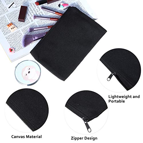 Gejoy 10 Pack Blank Canvas Cosmetic Bags Zipper Pouch DIY,S,Black - color: Black, size: Small