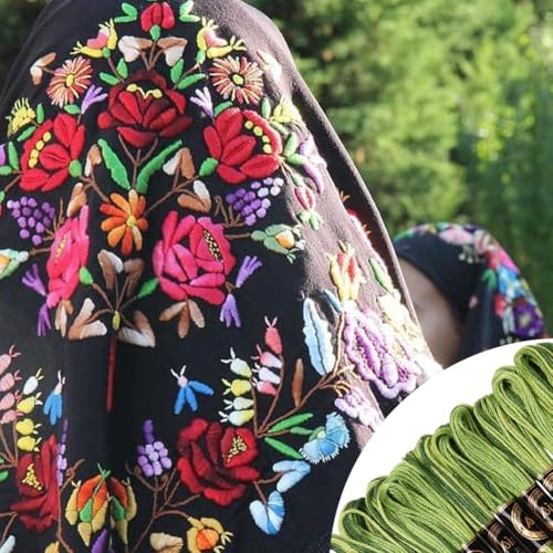 10 Skeins 87.5 Yards 6 Ply Green Embroidery Thread Floss for DIY - color: Green