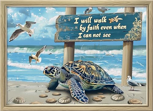 Leczany Cross Stitch Patterns Stamped Kit for Beginners | Embroidery Supplies DIY Craft Kit Needlepoint for Adults Starter | 11CT, 3 Strands | Turtle Walking 22.4x15.8 inches - color: 11CT Stamped kits, Turtle walking 22.4x15.8 inches
