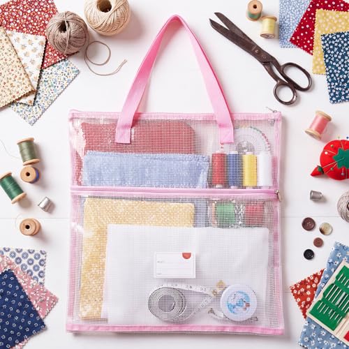 Cosblank 16x16inch Sew Project Bag Jumbo Needlepoint Project Bag, Pink - color: Pink