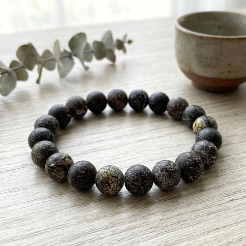 45pcs Round Loose Black Crack Old Agate Beads for Bracelet Beads，8mm Gemstone Bead Round Loose Stone Beads for Jewelry Making DIY Bracelet Necklace Earrings - color: black crack, size: 8mm