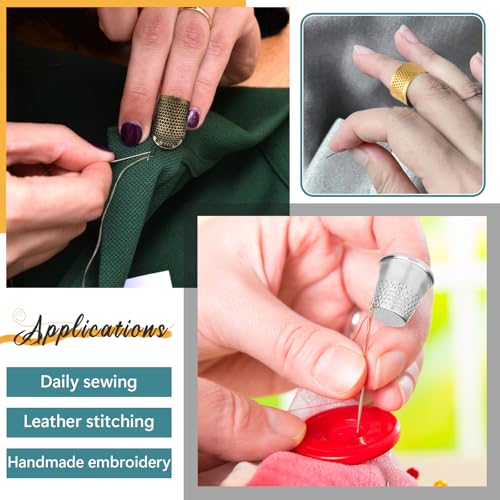 ZMAAGG Thimbles for Hand Sewing, 8 PCS Sewing Thimble, Metal Thimble - size: S-Basic Version