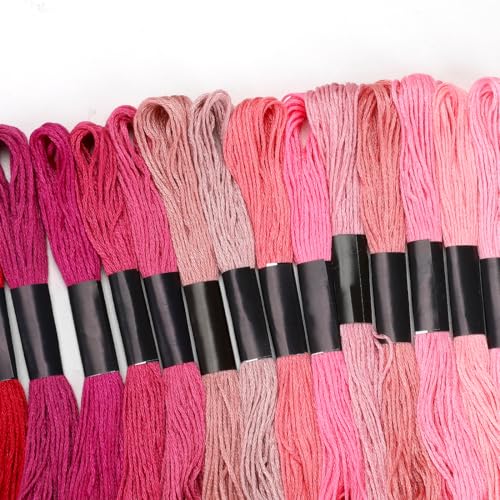 Embroidery Floss 16 Skeins 8.7 Yard Pink Friendship Bracelet String Cross Stitch Threads for Jewelry Making Bracelet Stitching Thread Floss Bracelets Making Yarn - color: Pink