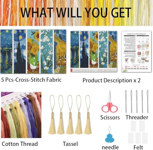 5 Pcs Cross Stitch Bookmark Kit for Adult Beginners Cross Stitch Kits - color: Cross stitch bookmark-17-2