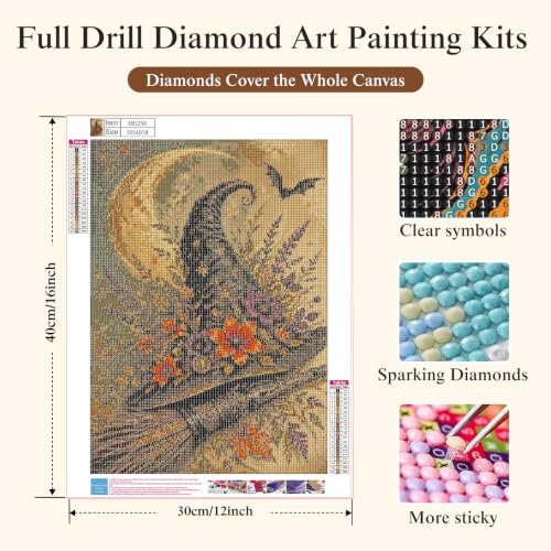 Halloween Diamond Painting Kit for Adults, Witch Hat Diamond Art Kit - color: KM1258-1
