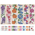 BEUNITONE 6 Pcs Flower Cross Stitch Bookmarks Kit for Adults Beginner DIY Stamped Embroidery Bookmark Kit with Instructions Cute Stamped Embroidery Bookmark for Book Lovers Handmade Gift 8''x2.4'' - style: Falling Flowers