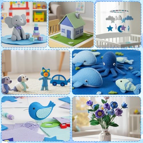 Ymapinc 10Pcs Blue Felt Fabric Sheets, 8x12 Inch - color: Blue
