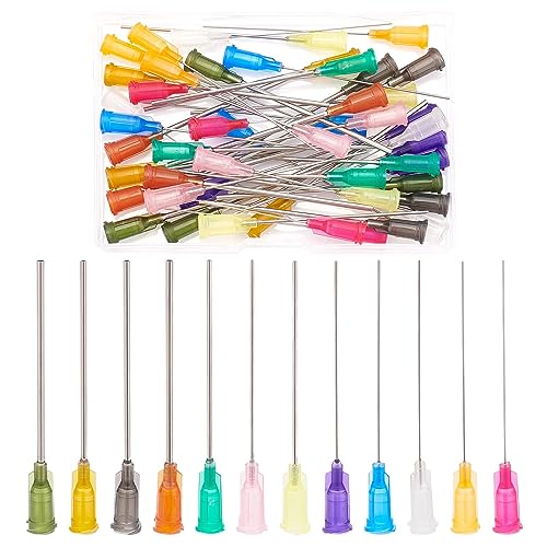 BENECREAT 48PCS 2 Inch 12 Different Gauge Blunt Tip Glue Bottle Needles Dispensing Needle with 304 Stainless Steel Pin for Refilling E-Liquid Inks - size: 2 Inch-12 Size