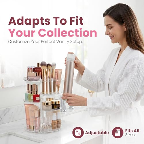 Masirs 360 Rotating Makeup Organizer Countertop, Adjustable Shelf, Clear - color: Clear