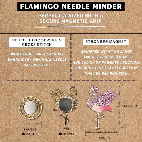 Needle Minder Magnet, Magnetic Needle Minder, Needle Minders Magnetic Cross Stitch Accessories, Magnetic Needle Holder, Life Tree, Butterfly, Cats, Owl, Heart (Flamingo) - size: Flamingo