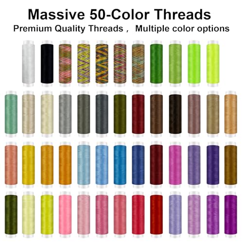 HYHJMISTY Sewing Kit for Adults, 50 Color Sewing Thread Kit, 295PCS Sewing Accessories with Ergonomic Scissors, Portable Professional Mending Essentials for Travel, Home, Beginners - color: 50 Color