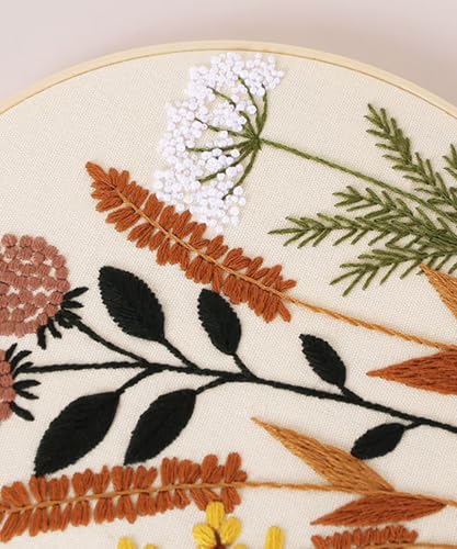 ELTONGUU 3 Sets Embroidery Kit for Beginners Adult Needlepoint Kits Tools - color: 3 Flowers
