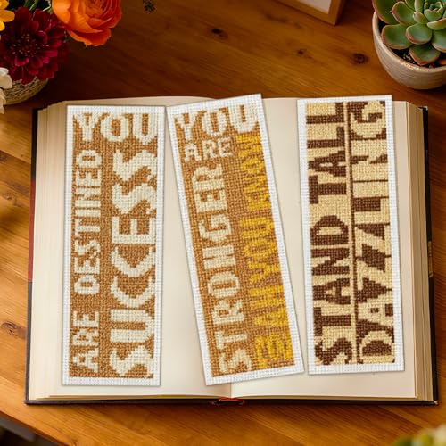 ORIGACH 6 Set Inspirational Scripture & Tiger Cross Stitch Bookmark Kit - style: Inspirational Scripture & Tiger
