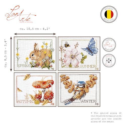 Lanarte Vervaco PN-0007953 | Four Seasons Set of 4 Counted Cross Stitch Kit | 8 x 10cm - style: Four Seasons