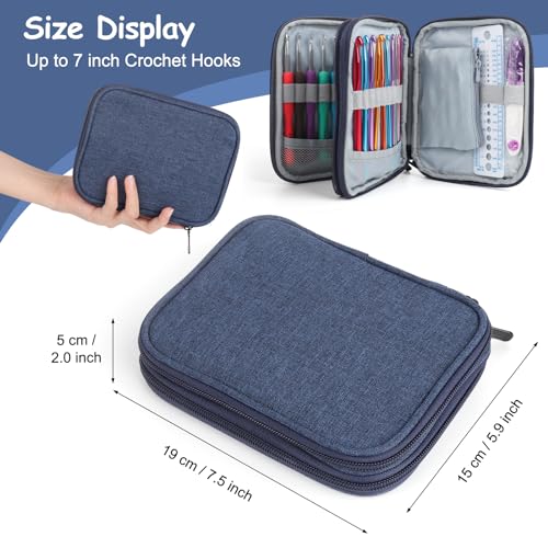 Katech Crochet Hooks Case - Portable Travel Crochets Storage Case Blue - color: Blue