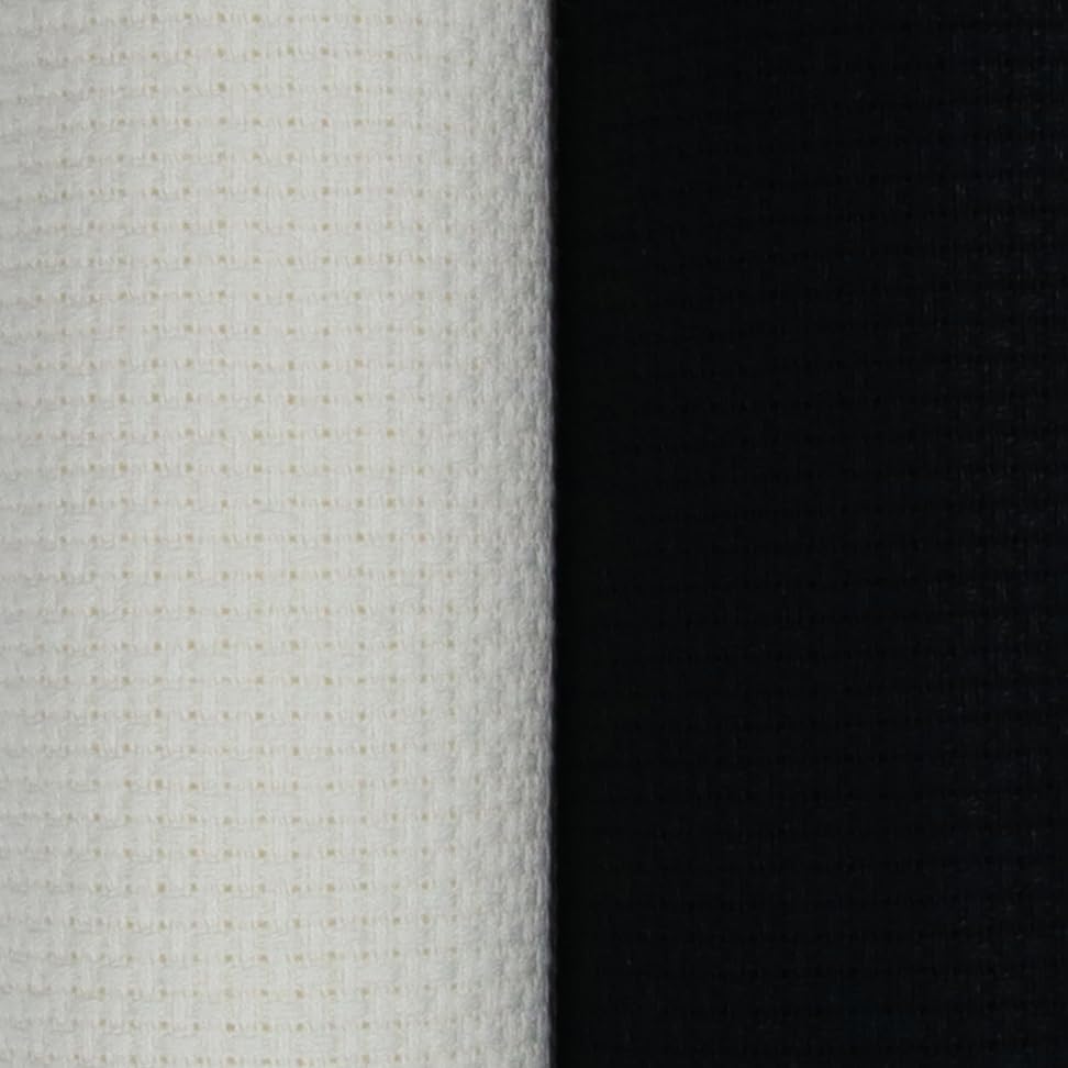 KCS 2 pc of 15" x 18"(38cmx45cm) 14 Count Cross Stitch Cotton Aida Cloth Needlework Fabric Box (Antique White+Black, 14CT) - color: Antique White+black, size: 14CT