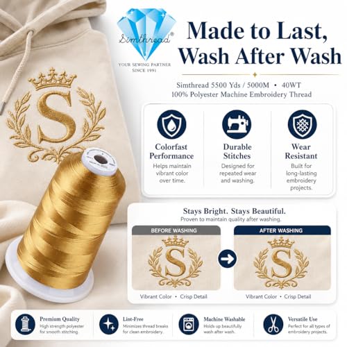 Simthread 5000M 40WT Polyester Embroidery Thread, Autumn Haystack S032 - color: AutumnHaystackS032