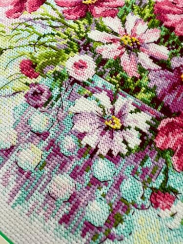 RIOLIS 2228 Watercolor Cosmos Counted Cross Stitch Kit 11.75 x 11.75 in