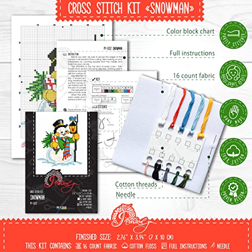 Counted Cross Stitch Kit 'Snowman' - Embroidery Set for Christmas Holidays - color: Snowman