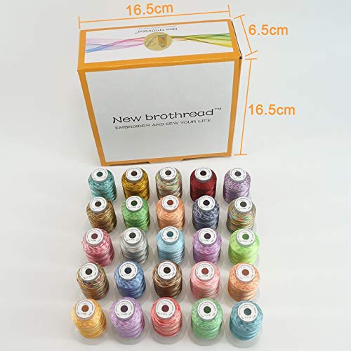 New brothread 25 Colors Variegated Polyester Embroidery Machine Thread Kit - color: 25Colors×500M