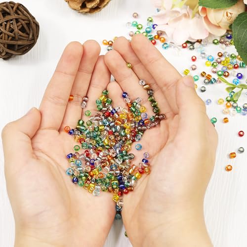 4mm Silver Lined Glass Seed Beads Kit - 3960pcs with Storage Box, 24 Vibrant Colors (165pcs/Color), Ideal for Jewelry Making, Bracelets & DIY Crafts - color: 24-c