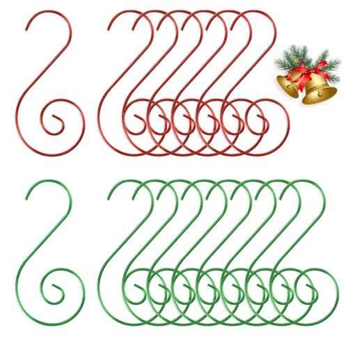 80 Pcs Stainless Steel Christmas Ornament Hooks - S Hooks for Holding Christmas Balls, Green and Red - color: Green Red
