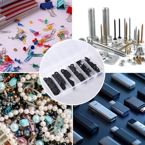 2 Pack Clear Plastic Organizer Box with 6 Grids for Beads, Crafts, Art DIY, Jewelry, Screws, Pins, Fishing Gear, Small Items（No dividers）
