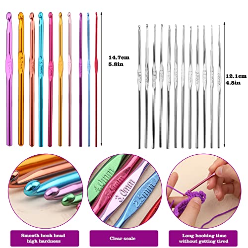 IMZAY Crochet Hooks Set, 66Pack Crochet Needles Set Ergonomic Crochet Hooks - color: Yellow, size: 66 Pcs