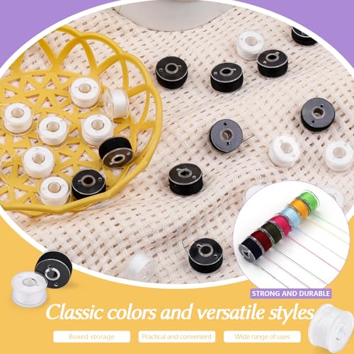 UzecPk 25pcs White Thread for Sewing, Embroidery Bobbins, Bobbin Thread - color: 25 White, size: 25 Pcs