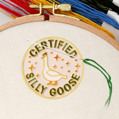 WUSUTE Funny Needle Minder for Cross Stitch, Certified Silly Goose Needle Minder Magnet for Organizing, Embroidery Sewing Needle Holder Needlework Accessories - color: White Certified Silly Goose