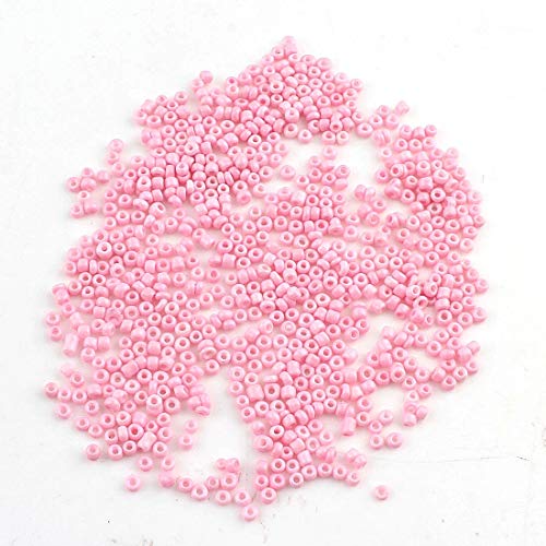 Perlin Glass Seed Beads 3mm 8/0 Round Mini Small Pony Beads 3300pcs for Making Earrings Bracelets Pendants Waist Jewelry DIY Handmade Opaque Color Kit (Pink, 2,6 mm ~ 3 mm) - color: Pink