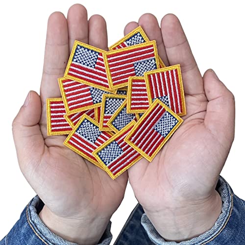 15pcs Yellow American US Mini Flag Patches, Embroidered Sew on Iron on Patches - color: Mini Flag, Yellow