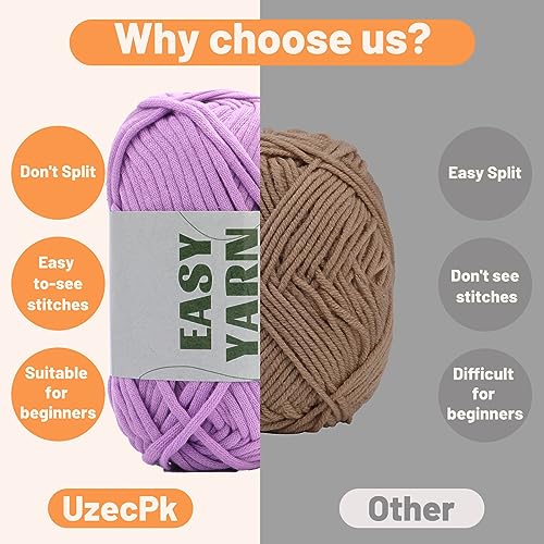 UzecPk 4 * 50g/1.76oz Beginner Yarn, 4 * 87yds Beginner Crochet Yarn - color: Pink+Purple+Blue+Yellow