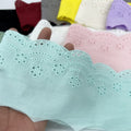 3 Yards 10cm Eyelet Lace Trim White Cotton Lace Ribbon Embroidery Fan-Shaped Lace for Sewing Clothing, Sofa, Baby Clothes, Pets Clothes DIY (Wathet Blue) - color: Wathet blue