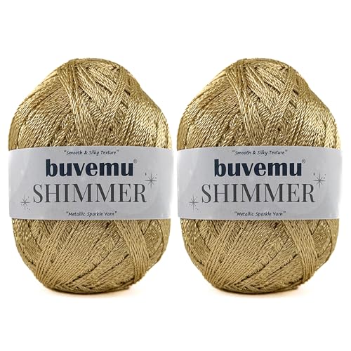 Shimmer Metallic Thread for Crochet, Lace, Gold, Gold Glitter, 2-Pack - color: Gold, Gold Glitter, size: 2 Pack