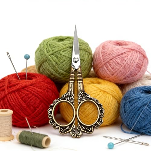 Vintage Embroidery Scissors With A 4.7-inch Petal Design, Stainless Steel Sharp Fabric Cutting Scissors, Ideal for Crafts, Art, Sewing, DIY Tools - Bronze