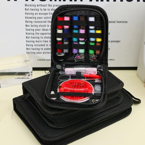 67-Piece Set Portable Travel Sewing Kit with Needles Threads Scissors Pins Tape Measure Storage Bags DIY Embroidery Handwork