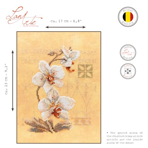 Lanarte Counted Cross Stitch Kit: Three Orchids, 19.600000000000001 x 13.9 x 1.4 cm, Multicoloured - style: Three Orchids