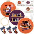 Mindsoft 3 Set Needlepoint Kit for Beginners with Hoop,Halloween Booklover - style: Halloween Booklover