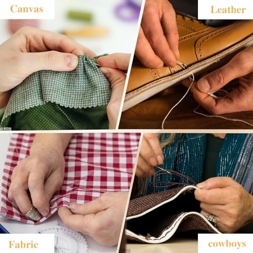 Hair Needle and Thread Set 12 Pcs Sewing Hair Extension Tools Curved Needle Brown Weaving Threads for Making Wig, Sew in Needles and Thread(Brown)
